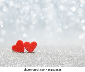 Red heart with bokeh background. Valentines day texture.