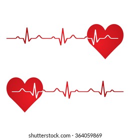 Red Heart With Ekg On White - Medical Design.