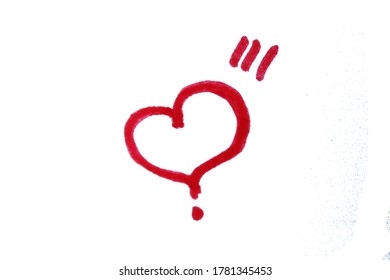 Red heart hand drawn white background 