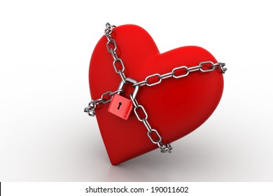 Red heart locked with chain. Love concept. - Powered by Shutterstock