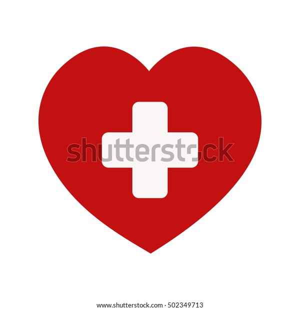 Red Heart Medical Cross Icon Symbol Stock Illustration 502349713