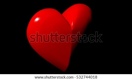 Red Heart On Black Background 3 D Stock Illustration Royalty Free