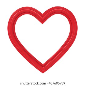 Red Heart Picture Frame Isolated On White. 3D Illustration.