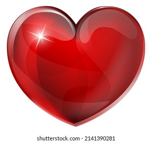 A Red Heart Shaped Cartoon Emoji Emoticon Icon