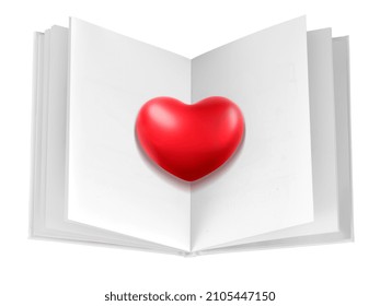 Red hearts, concept creativity with open book