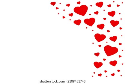 The Red Hearts Are Designed Only On One Side Of The Frame On A White Background.Flat Illustration Work