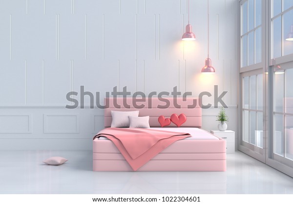 Red Hearts On Pink Bed Bedroom Backgrounds Textures Interiors