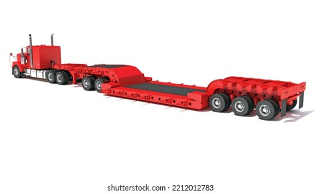 Red Heavy Truck Lowboy Trailer 3d Stock Illustration 2212012783 ...