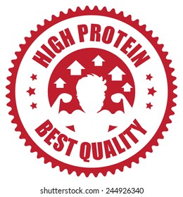 Red High Protein Best Quality Icon, Sticker, Badge Or Label Isolated On White Background 