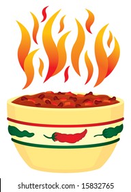 Red Hot Chili Bowl With Flames Illustration