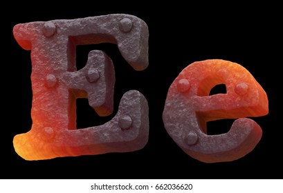 Red Hot Metal Font. 3d Rendering