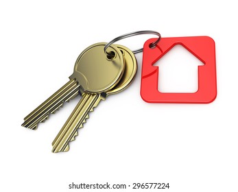 Red House Key On White Background Stock Illustration 116595154