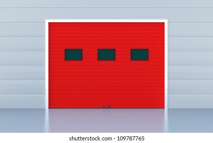 Red Industrial Door Or Garage Door