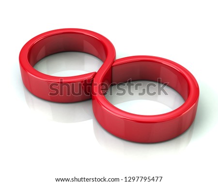 Red infinity symbol icon 3d illustration on white background