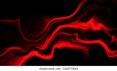 Red Intensive Liquid Ink Splash Background With Glowing Waves. Marble Fluid Natural Design. Art Trendy Texture.