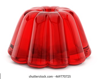 Red jelly isolated on white background. 3D illustration.