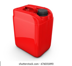Red jerrycan isolated on white background 3d render