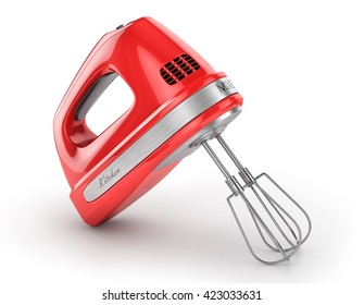 Red Kitchen Mixer. 3d Illustration