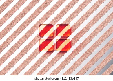 Red Large Text Editor Icon On The Gray Stripe Pattern. 3D Illustration Of Red Document, Font, Larger, Size, Text Icon Set With Stripes Gray Background.