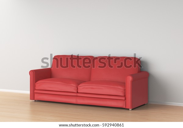 Red Leather Sofa Interior 3d Render Stock Illustration 592940861