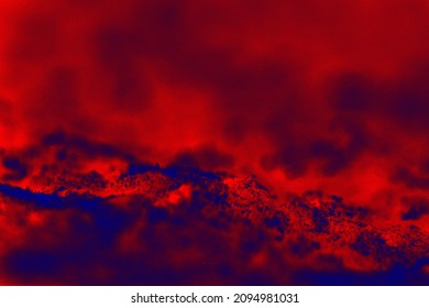 Red light blue background. Red soil, blue soil fantasy