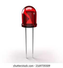 Red Light-emitting Diode Rendering On White Background, Semiconductor Diode, Electrical Component.