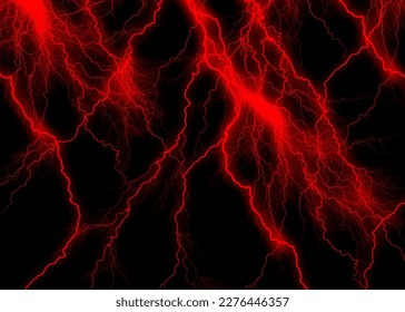 Red lightning with black background