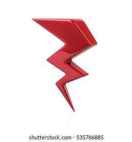 Red lightning icon 3d illustration isolated on white background