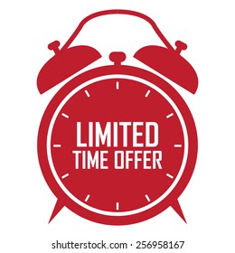 red limited time offer on alarm clock sticker, badge, icon, stamp, label, banner, sign isolated on white