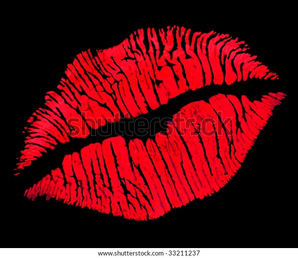 Red Lips On Black Background Stock Illustration 33211237