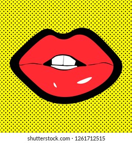 Red Lips Pop Art Style Illustration Stock Illustration 1261712515 ...