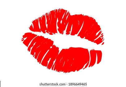 red lips print on a white background