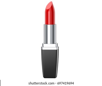 Red lipstick isolated on white background, 3D render