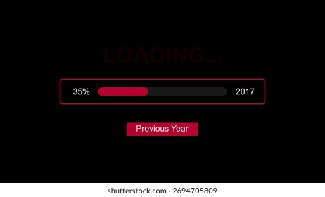 A red loading bar shows 35% progress with the year 2017 and a 