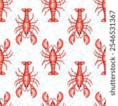 Red lobster seamless print for textile and fabric. Seamless pattern