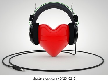 Red Love Heart With Headphones