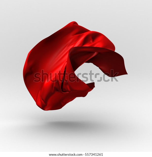 赤い豪華な飛ぶ絹の布 デザインエレメント 3dレンダリングイラスト のイラスト素材