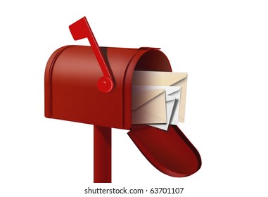 Red Mail Box And Envalopes