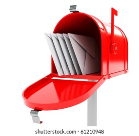Red Mailbox With Mails