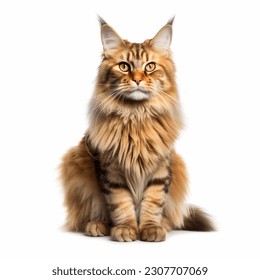 Red Maine Coon cat isolated on white background - Powered by Shutterstock