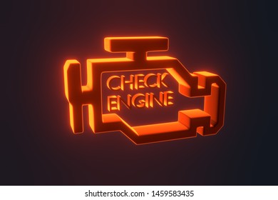 Red Malfunction Or Check Engine Car Light Symbol, Dash Board. Icon Of Auto Spare Parts Lamp On White Background