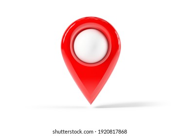 Red Map Point, Location Pin Isolated From The White Background. 3d Rendering