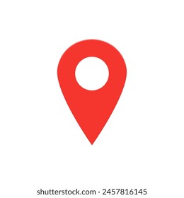 Red map pointer icon. Location symbol. Flat design style