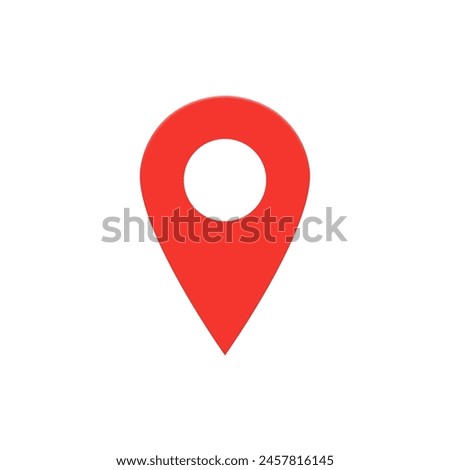 Red map pointer icon. Location symbol. Flat design style