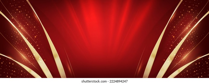 Red Maroon Golden Curtain Stage Award Background. Modern Abstract Design Template. LED Visual Motion Graphics. Wedding Marriage Invitation Poster. Side Corner Wave Frame Flowing Element Graphics. - Powered by Shutterstock