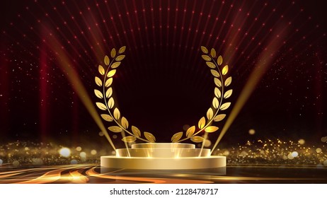 Red Maroon Laurel Golden Stage Night Wreath Steps Royal Awards Graphics Background Lines Sparkle Elegant Shine Modern Template Luxury Premium Corporate Abstract Design Template Banner Certificate 