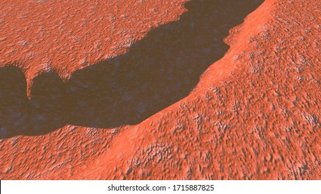 Red Mars Surface And Canyons. 3d Illustration