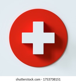Red medical cross. First aid symbol. 3d rendering