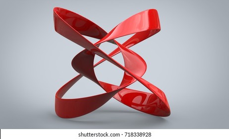 Red Metal Abstract Art Sculpture - 3D Illustration