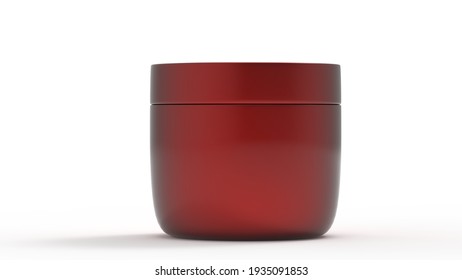 Red Metallic Jar For Cosmetics Cream Or Gel Mockup 3d Illustration